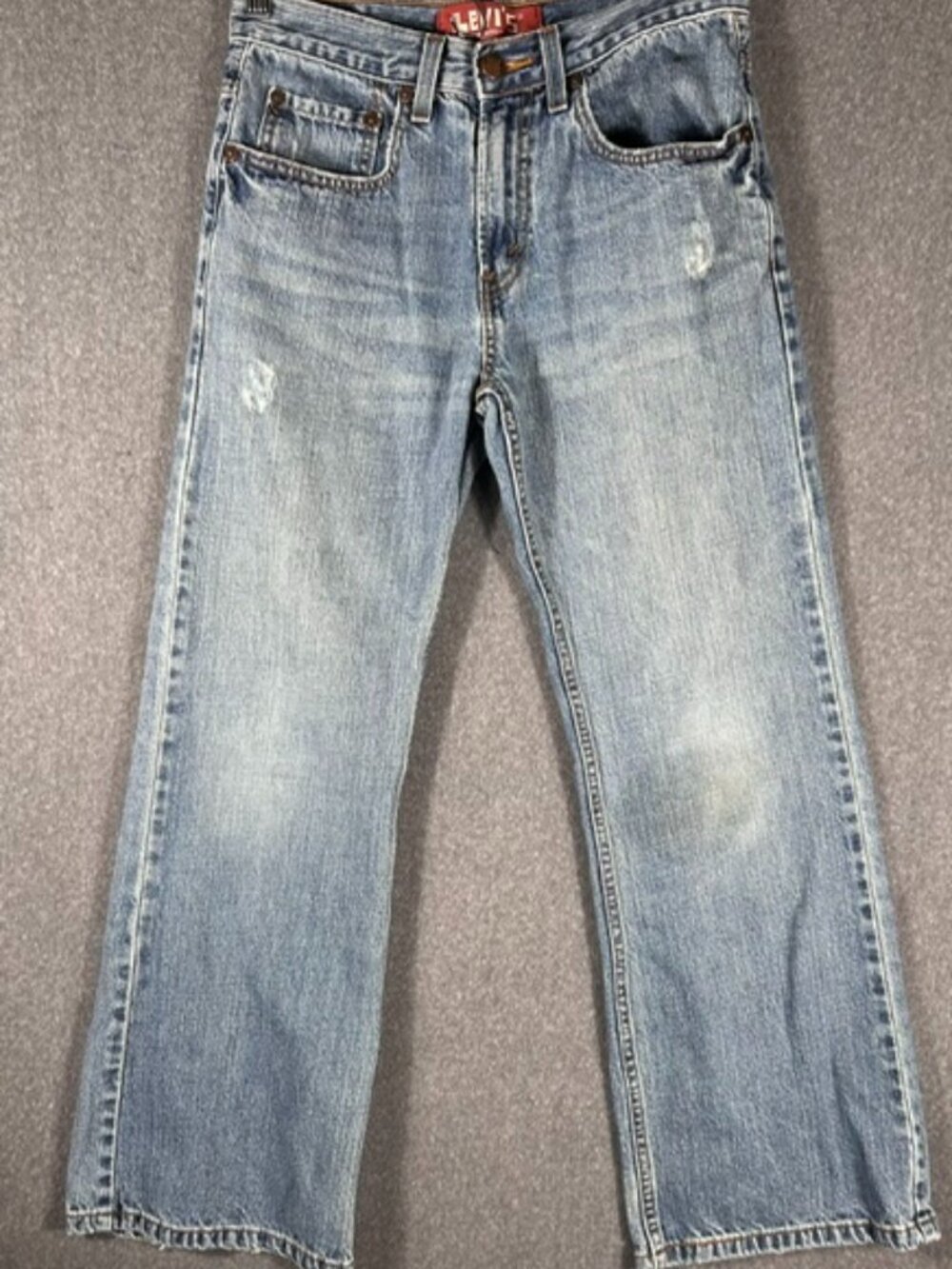 Levis 527 Bootcut Youth Sz 16 Regular Blue Denim Medium Wash Distressed 28x28